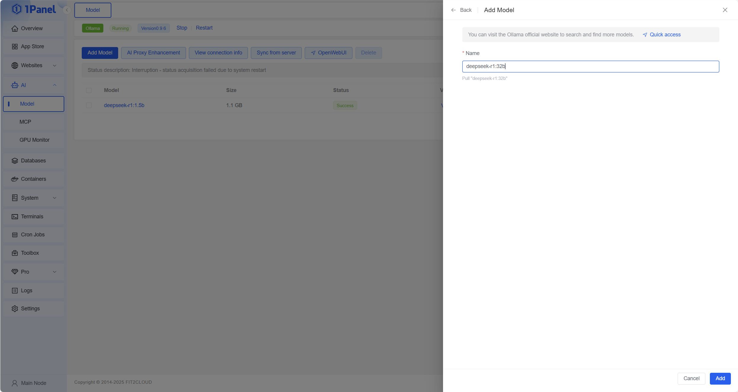 1Panel LLM Management